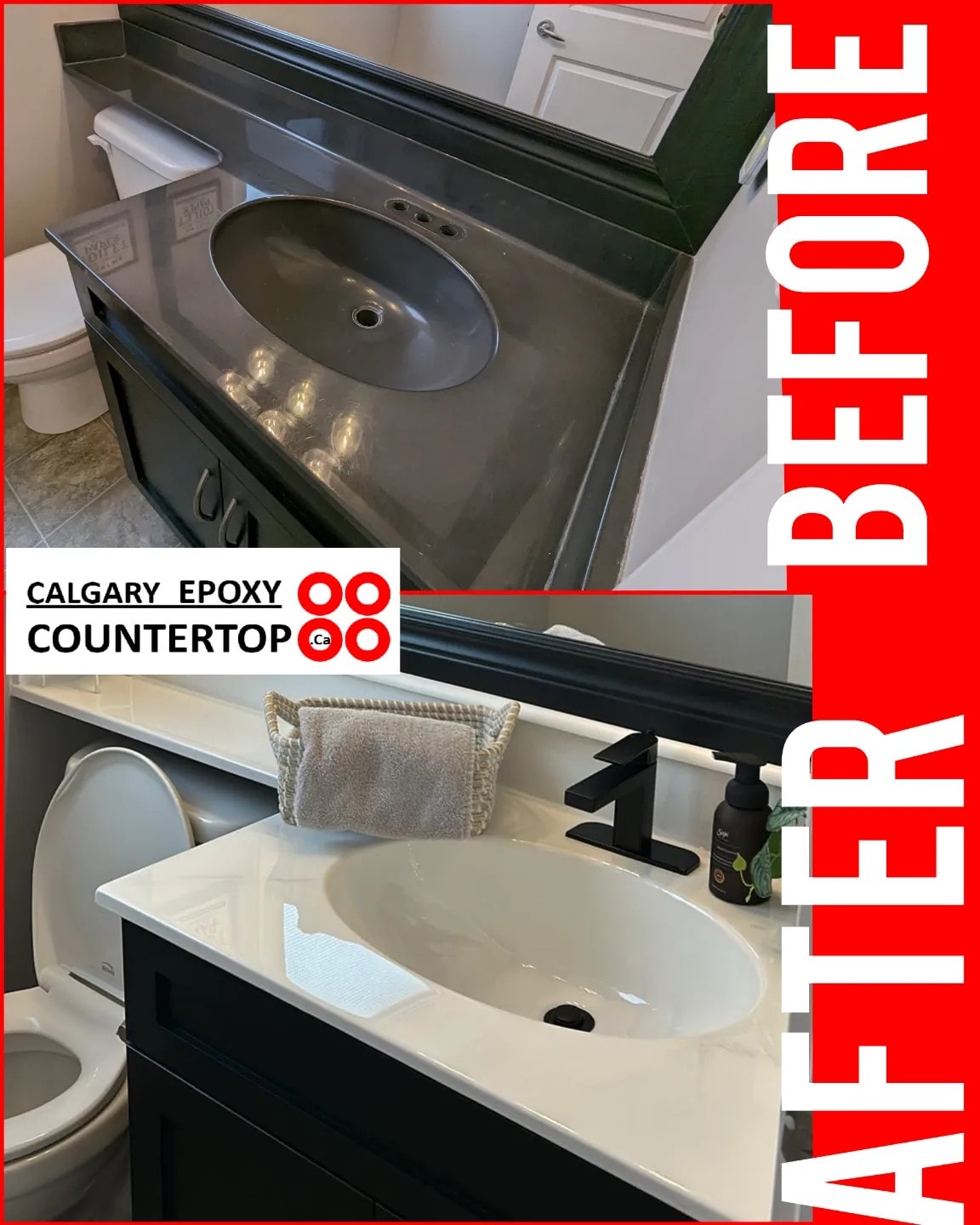 Marble epoxy bathroom countertop refinishing Calgary