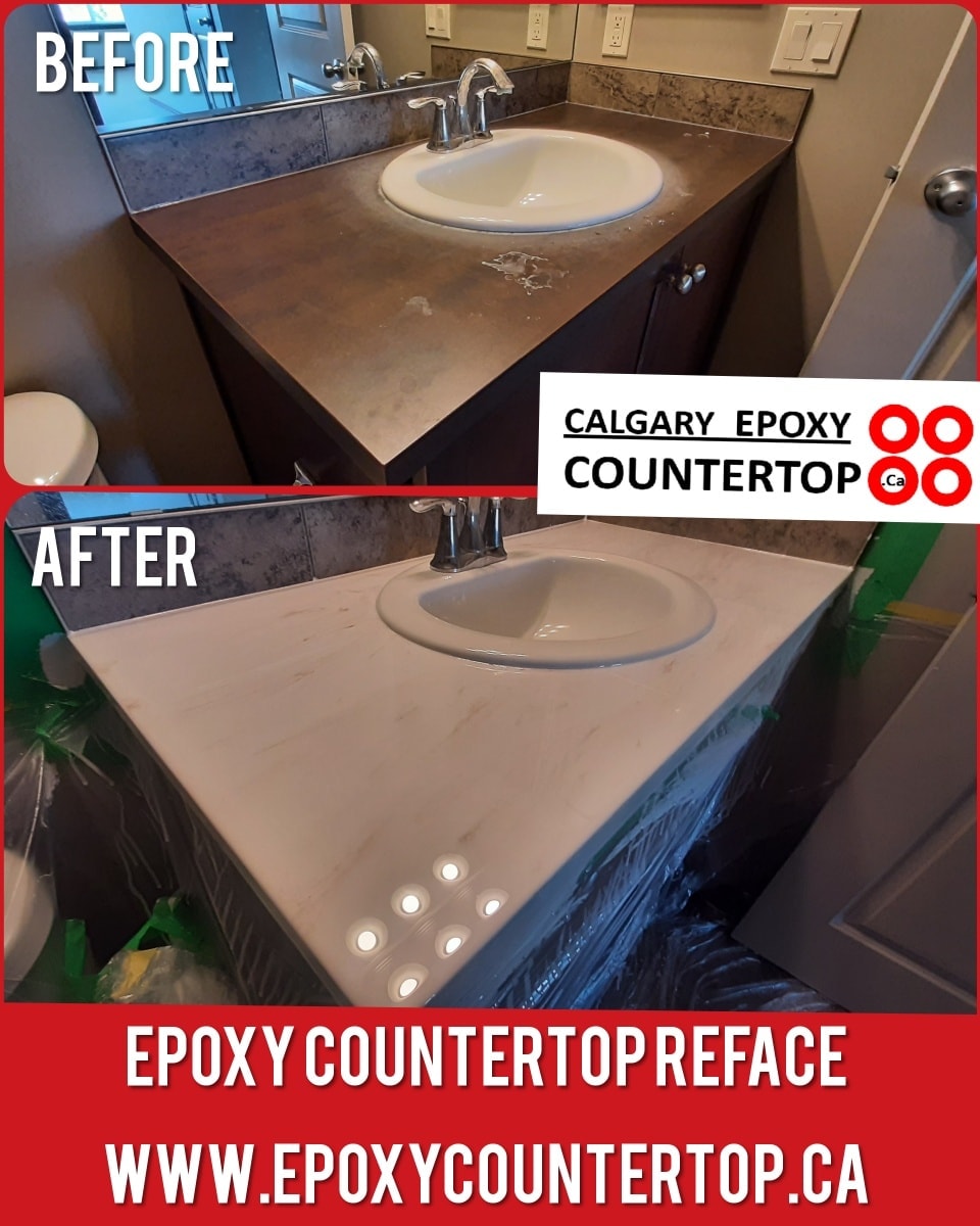 Bathroom vanity cabinet painting before and after Calgary