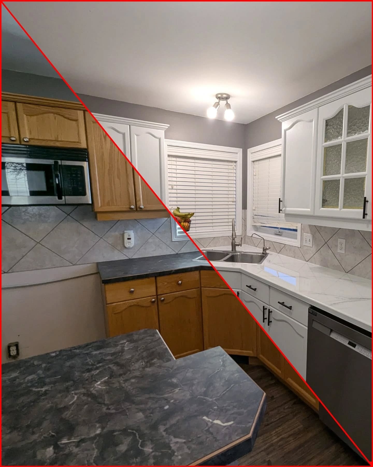 Kitchen cabinet painting white professional spray Calgary