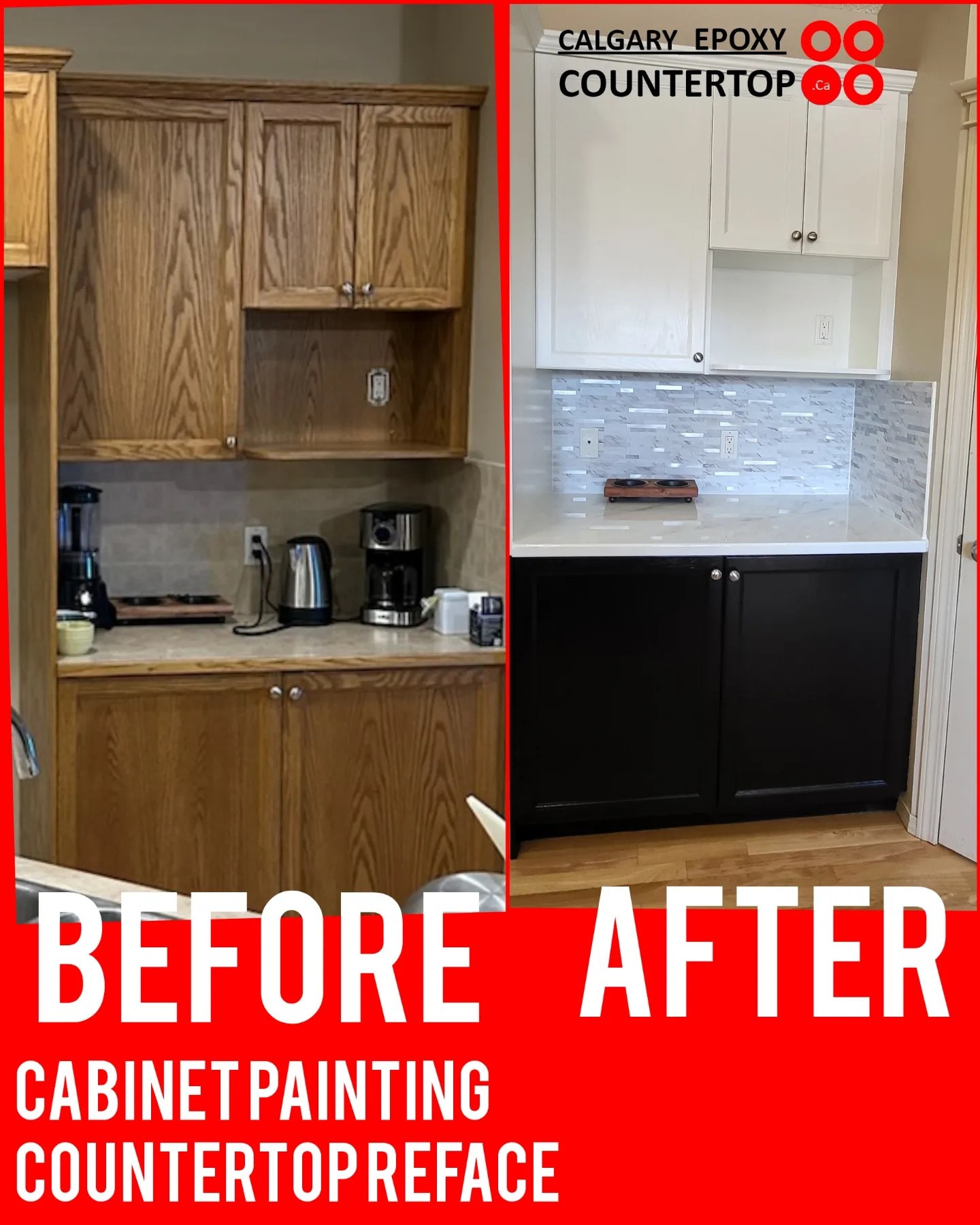 Dark navy kitchen cabinet refinishing Calgary renovation
