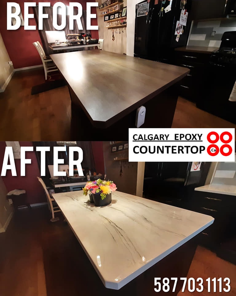 Epoxy countertop transformation Calgary kitchen renovation