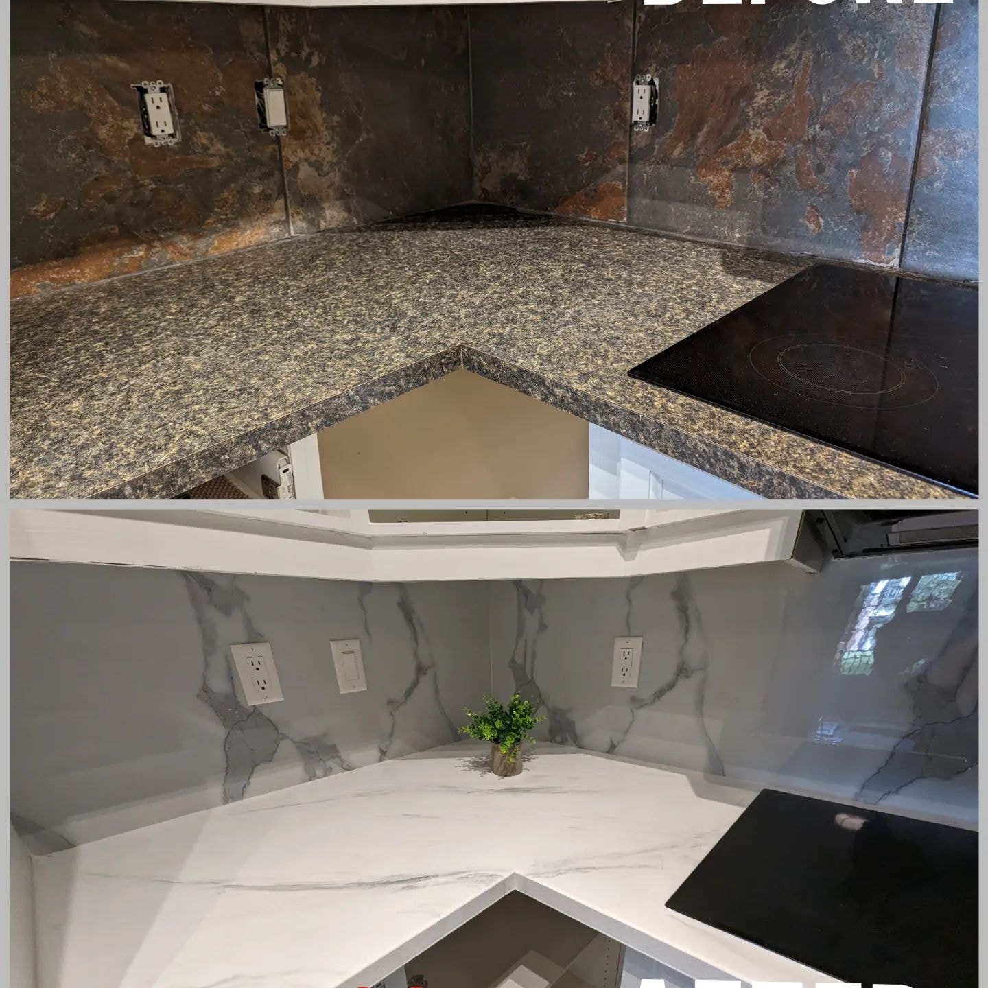 Kitchen countertop epoxy resurfacing Calgary — before after