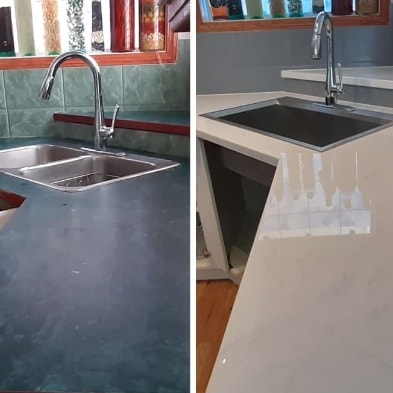 Metallic epoxy countertop finish Calgary kitchen