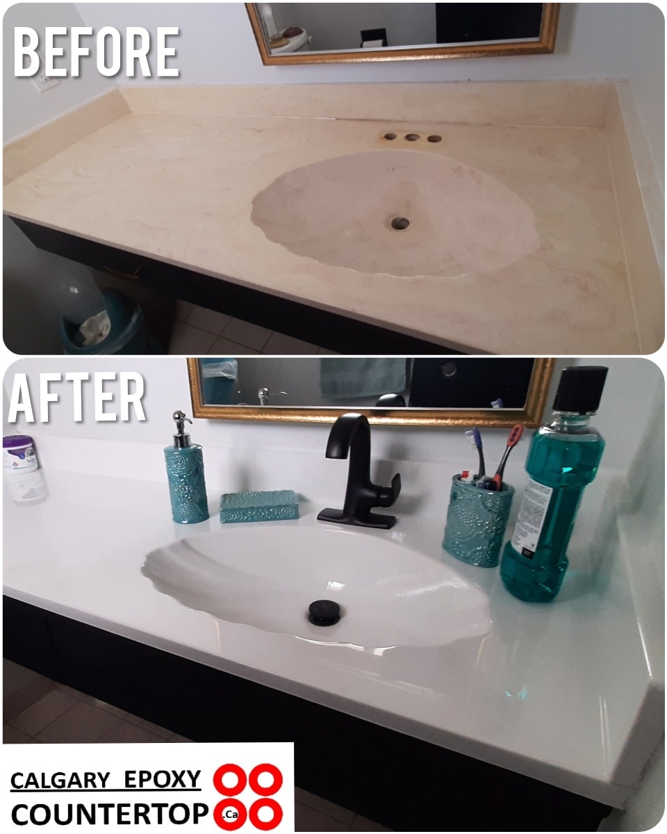 Integrated sink epoxy countertop resurfacing Calgary