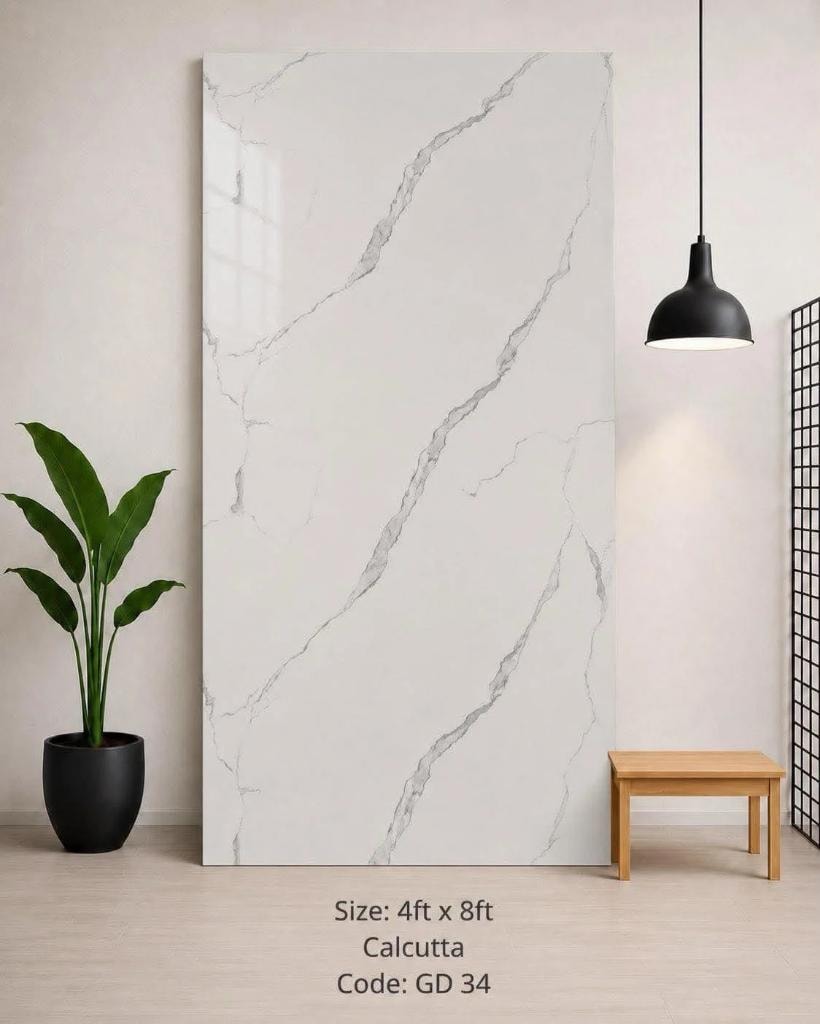 Calcutta marble backsplash panel GD 34 — seamless Calgary kitchen refacing